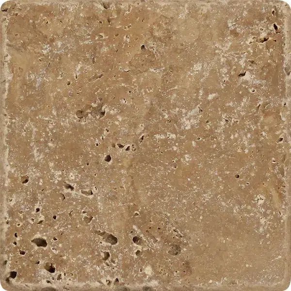 Noce (Brown) Travertine 4X4 (Cross - Cut) Tumbled - SurfacesGalore