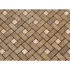 Noce (Brown) Travertine 5/8X1 1/4 Pinwheel (Mini) Mosaic w/ Ivory Dots Tumbled - SurfacesGalore