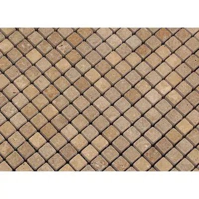 Noce (Brown) Travertine 5/8X5/8 Mosaic Tumbled - SurfacesGalore