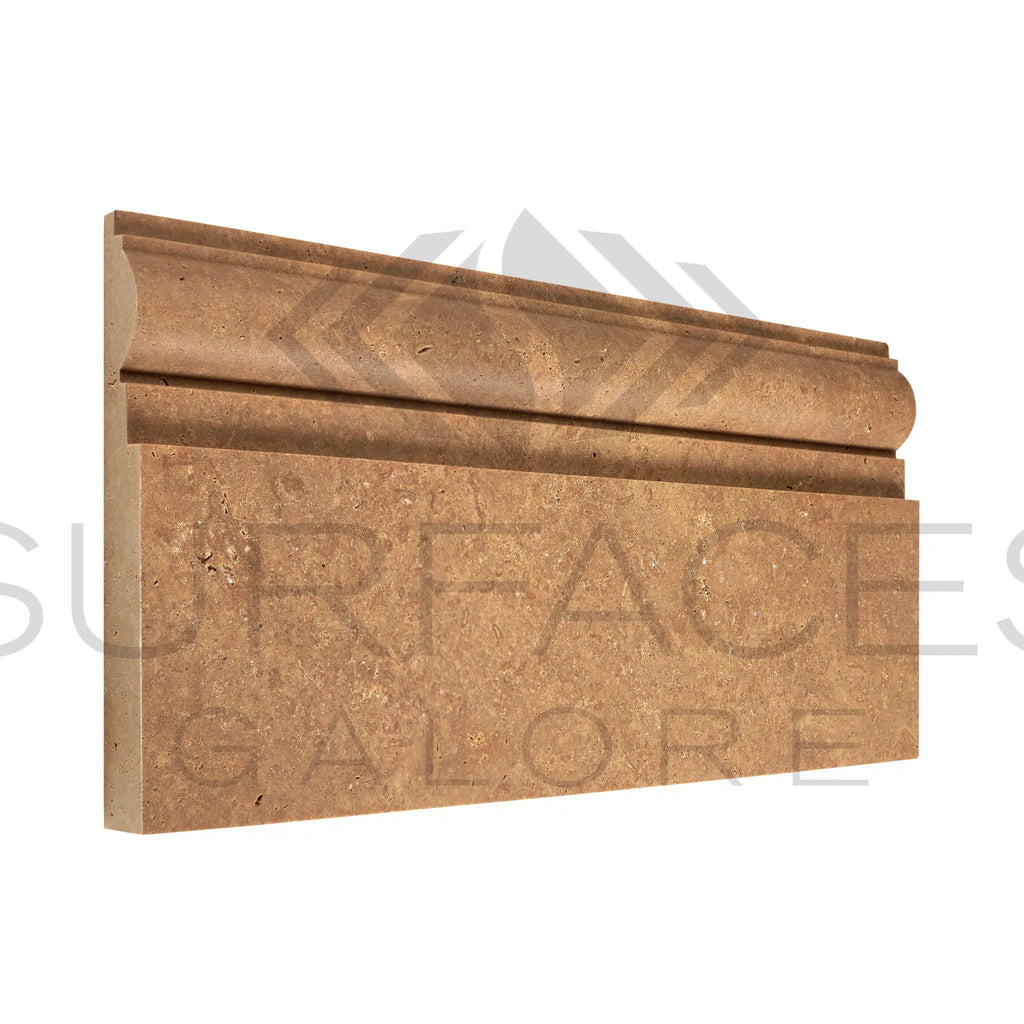 Noce (Brown) Travertine 6X12 Baseboard Trim Honed - SurfacesGalore