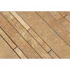 Noce (Brown) Travertine Random Strip Mosaic Honed - SurfacesGalore