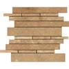 Noce (Brown) Travertine Random Strip Mosaic Honed - SurfacesGalore