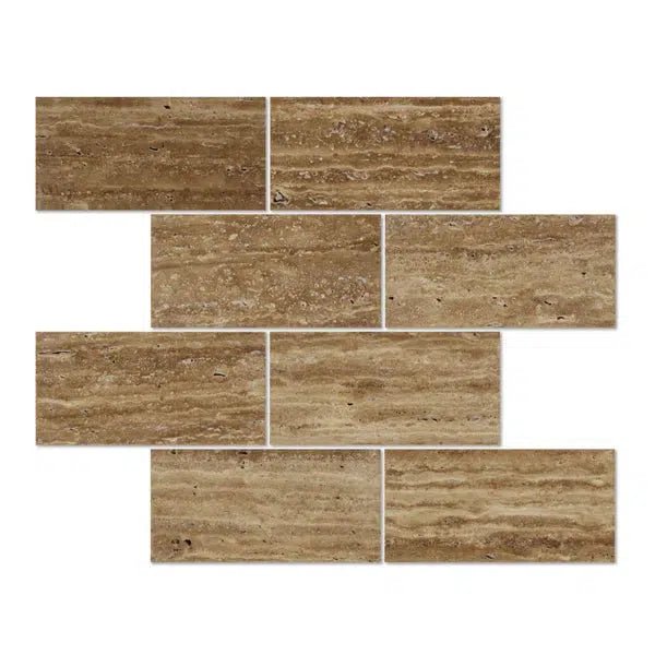 Noce Exotic 12X24 Vein - Cut Travertine Unfilled and Brushed - SurfacesGalore