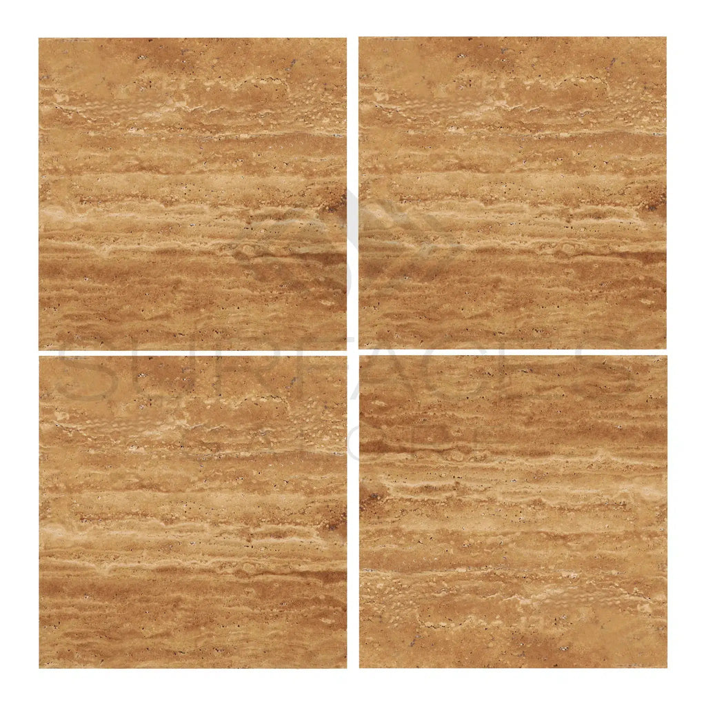 Noce Exotic 18X18 Vein-Cut Travertine Filled Polished-Honed