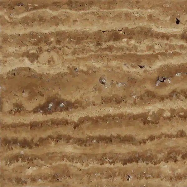 Noce Exotic 18X18 Vein - Cut Travertine Unfilled and Brushed - SurfacesGalore