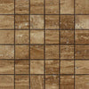 Noce Exotic 2X2 Mosaic Vein - Cut Travertine Unfilled and Brushed - SurfacesGalore