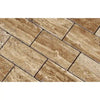 Noce Exotic 2X4 Brick Mosaic Vein-Cut Travertine Unfilled and Polished