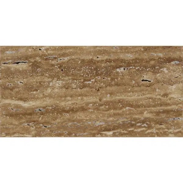 Noce Exotic 3X6 Vein - Cut Travertine Unfilled and Brushed - SurfacesGalore