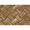 Noce Exotic Basketweave w/ Noce Exotic Dots Travertine Mosaic Vein-Cut Unfilled and Brushed