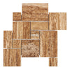 Noce Exotic OPUS Mini - Pattern (4 pcs.) (Interlocking) Travertine Mosaic Vein - Cut Unfilled and Brushed - SurfacesGalore