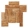 Noce Exotic OPUS Mini - Pattern (4 pcs.) (Interlocking) Travertine Mosaic Vein - Cut Unfilled and Polished - SurfacesGalore