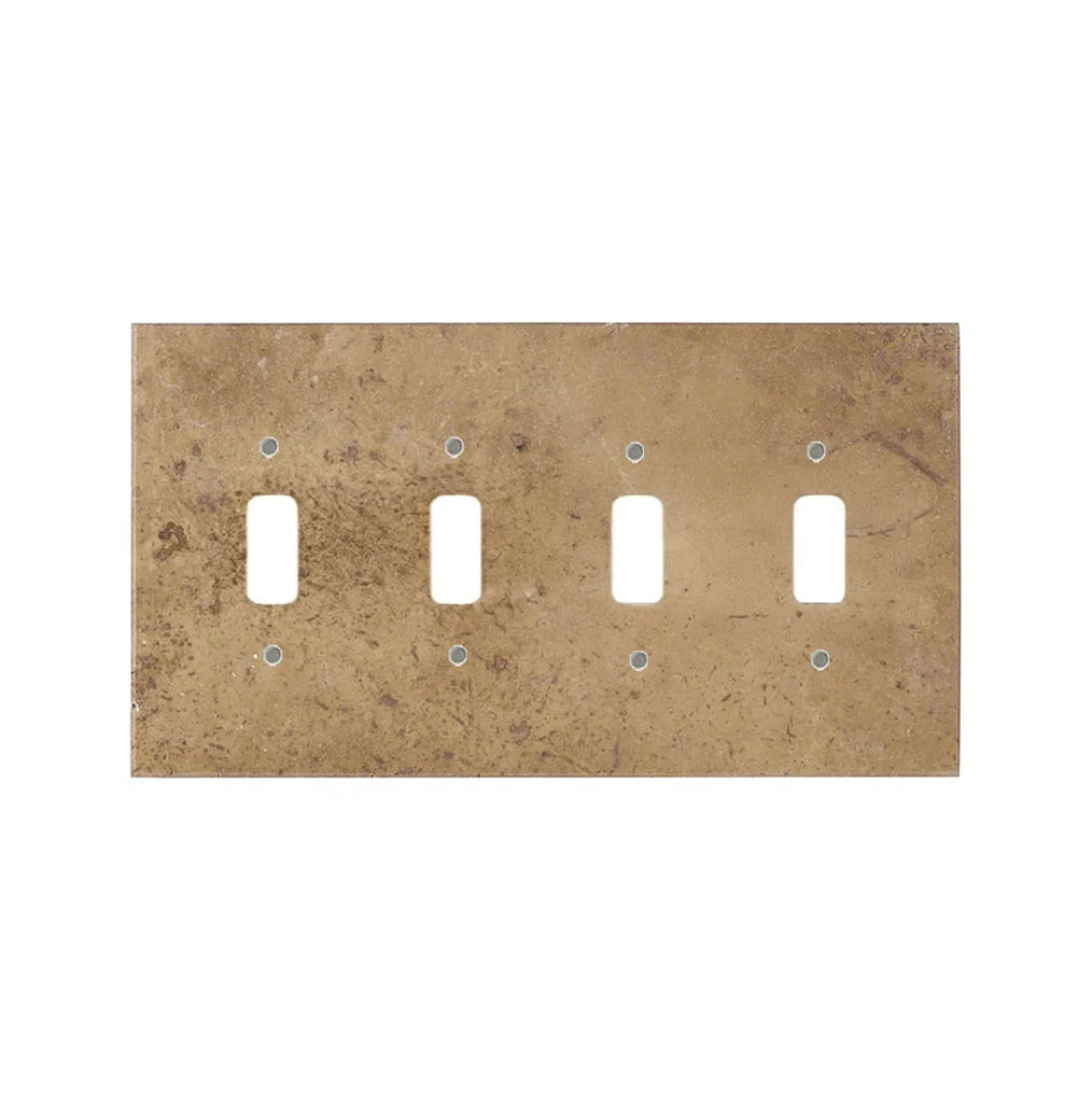 Noce Travertine 4 Gang TOGGLE Switch Wall Plate/Cover Plate/Switch Plate