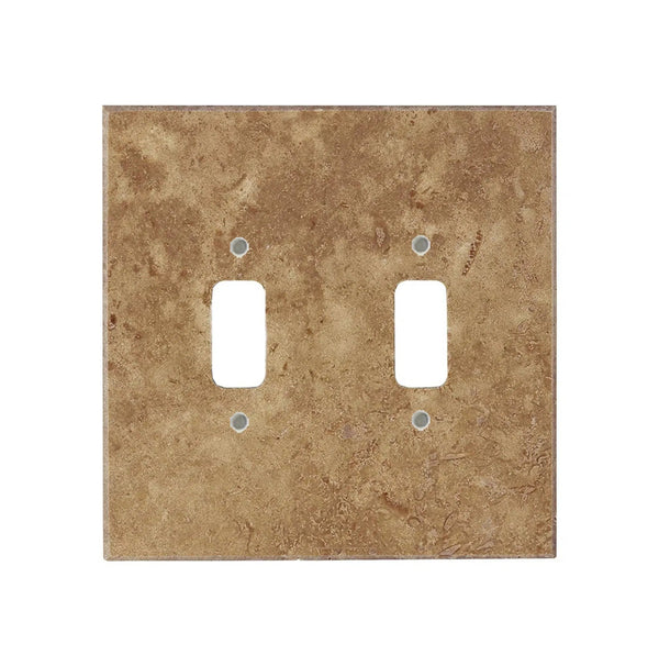 Noce Travertine Double TOGGLE Plate Switch Wall Plate/Cover Plate/Switch Plate