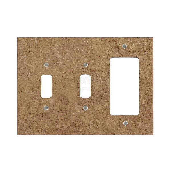 Noce Travertine Single DUPLEX Switch Wall Plate/Cover Plate/Switch Plate by SurfacesGalore, featuring pre-drilled mounting holes.