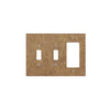 This Noce Travertine Single DUPLEX Switch Wall Plate/Cover Plate/Switch Plate from SurfacesGalore, with its brown hue, features openings for two toggle switches and one rectangular outlet, adding a touch of authentic marble elegance to any room.