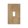 A Noce Travertine Single TOGGLE Plate Switch Wall Plate/Cover Plate/Switch Plate from SurfacesGalore, featuring a rectangular design in beige with a single switch opening in the center, crafted from authentic marble.