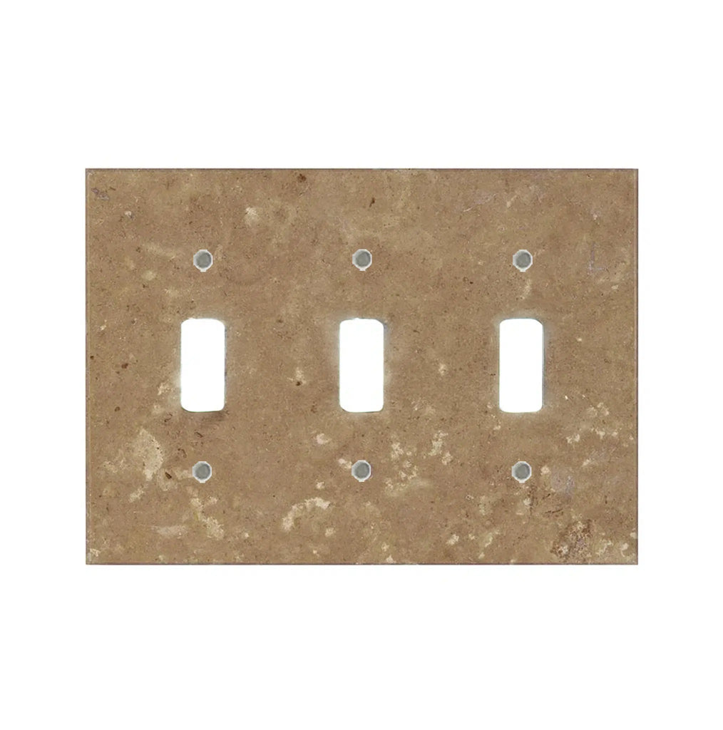 Noce Travertine Triple TOGGLE Plate Switch Wall Plate/Cover Plate/Switch Plate