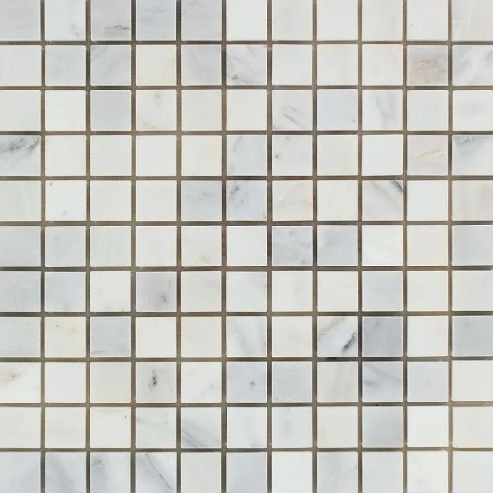 Oriental White / Asian Statuary 1X1 Marble Mosaic Polished - Honed - SurfacesGalorePolished