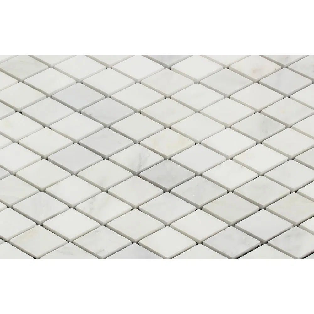 Oriental White / Asian Statuary 1X2 Diamond / Rhomboid Marble Mosaic Polished - Honed - SurfacesGalorePolished