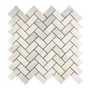 Oriental White / Asian Statuary 1X2 Herringbone Marble Mosaic Polished - Honed - SurfacesGalorePolished