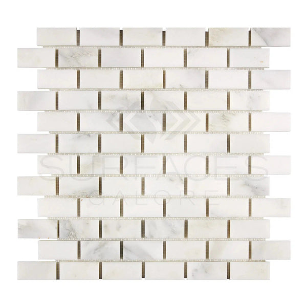 Oriental White / Asian Statuary 1X2 Marble Mosaic Polished - Honed - SurfacesGalorePolished