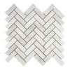 Oriental White / Asian Statuary 1X3 Herringbone Marble Mosaic Polished - Honed - SurfacesGalorePolished