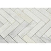 Oriental White / Asian Statuary 1X4 Herringbone Marble Mosaic Polished - Honed - SurfacesGalorePolished