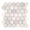 Oriental White / Asian Statuary 2" Hexagon Marble Mosaic Polished-Honed