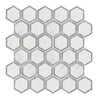 Oriental White / Asian Statuary 2" Vortex Hexagon w/Blue-Gray Marble Mosaic Polished-Honed