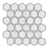 Oriental White / Asian Statuary 2X2 Vortex Hexagon w/Blue - Gray Marble Mosaic Polished - Honed - SurfacesGalorePolished