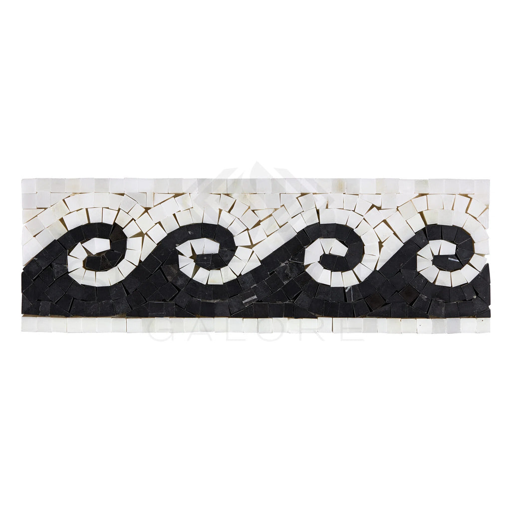 Oriental White / Asian Statuary 3 7/8X12 Wave Border w/ Black Dots Polished - Honed - SurfacesGalorePolished