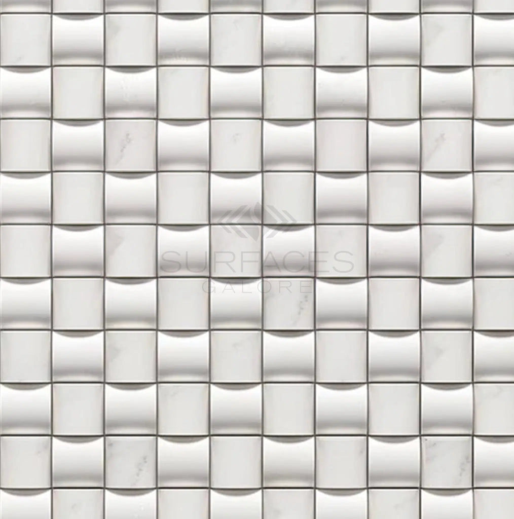 Oriental White / Asian Statuary 3 - D Small - Bread Marble Mosaic Polished - Honed - SurfacesGalorePolished