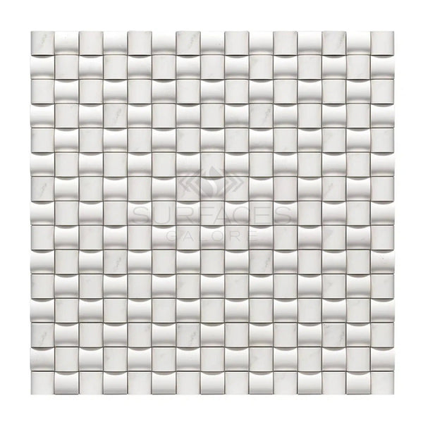 Oriental White / Asian Statuary 3 - D Small - Bread Marble Mosaic Polished - Honed - SurfacesGalorePolished