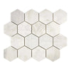 Oriental White / Asian Statuary 3" Hexagon Marble Mosaic Polished-Honed