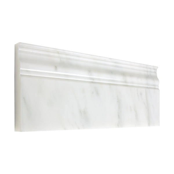 Oriental White / Asian Statuary 4 3/4X12 Baseboard Trim Polished-Honed