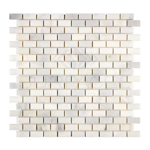 Oriental White / Asian Statuary 5/8X1 1/4 Mini - Brick Marble Mosaic Polished - Honed - SurfacesGalorePolished