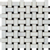 Oriental White / Asian Statuary Basketweave w/Black Marble Mosaic Polished - Honed - SurfacesGalorePolished