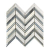 Oriental White / Asian Statuary Chevron Large (w/Oriental White/Blue-Gray) Marble Mosaic Polished-Honed