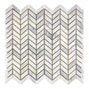 Oriental White / Asian Statuary Chevron Mini Marble Mosaic Polished - Honed - SurfacesGalorePolished