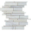 Oriental White / Asian Statuary Manhattan (Random-Strip) Marble Mosaic Polished-Honed