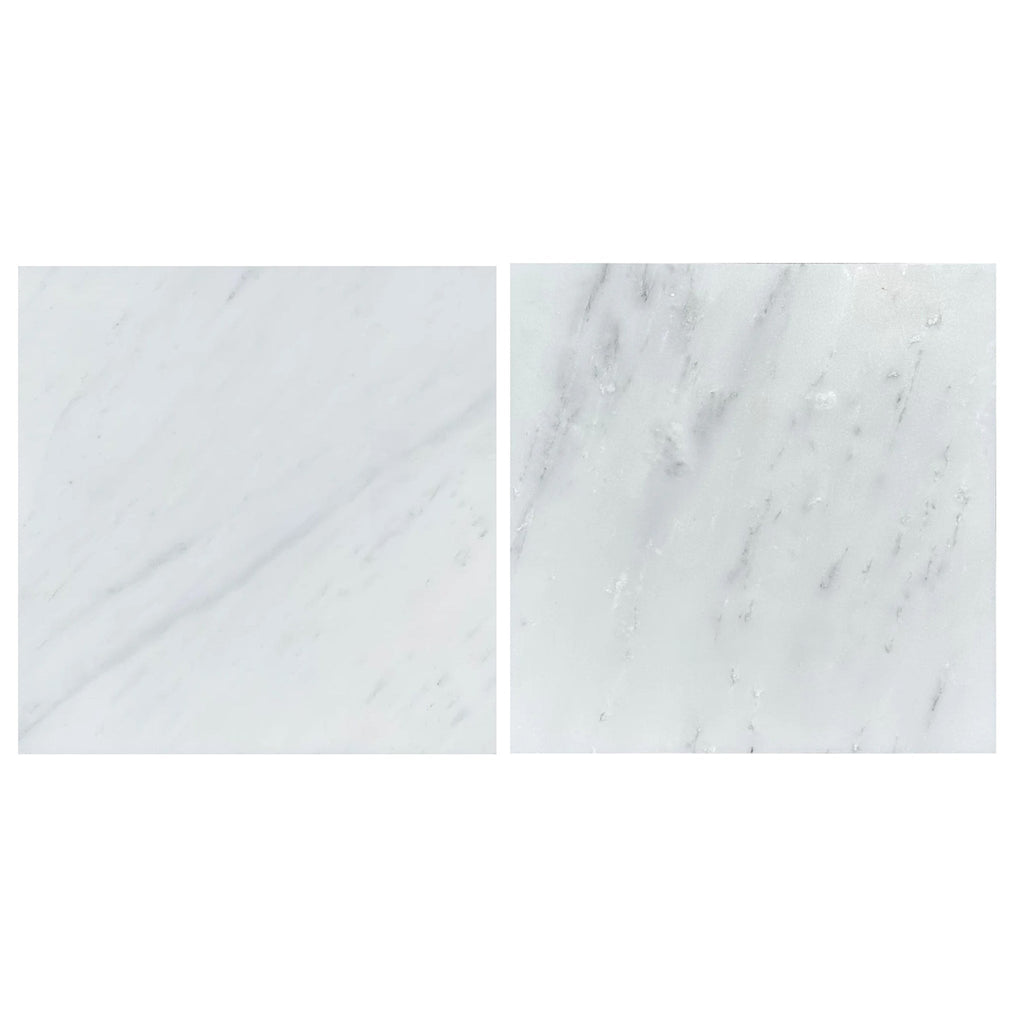 Oriental White / Asian Statuary Manhattan (Random-Strip) Marble Mosaic Polished-Honed