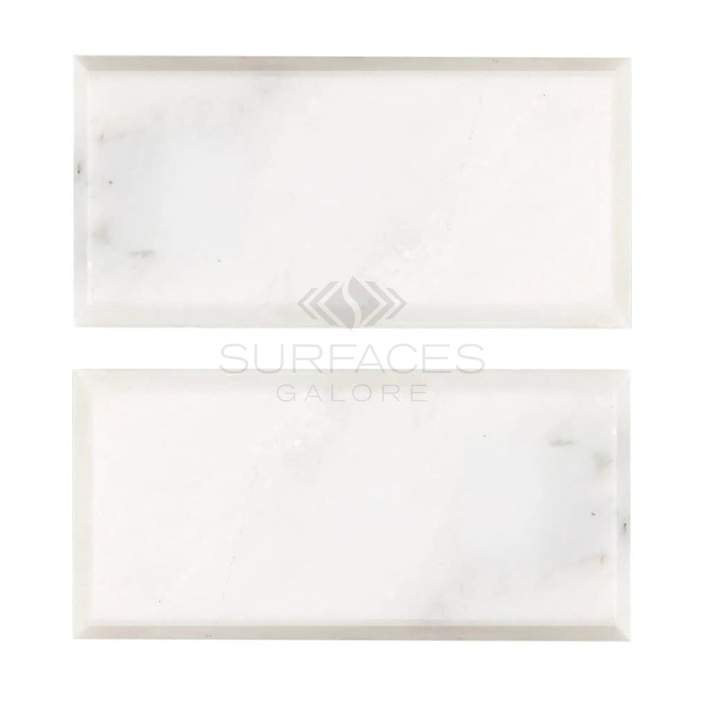 Oriental White / Asian Statuary Marble 3X6 Deep - Beveled Polished - Honed - SurfacesGalorePolished