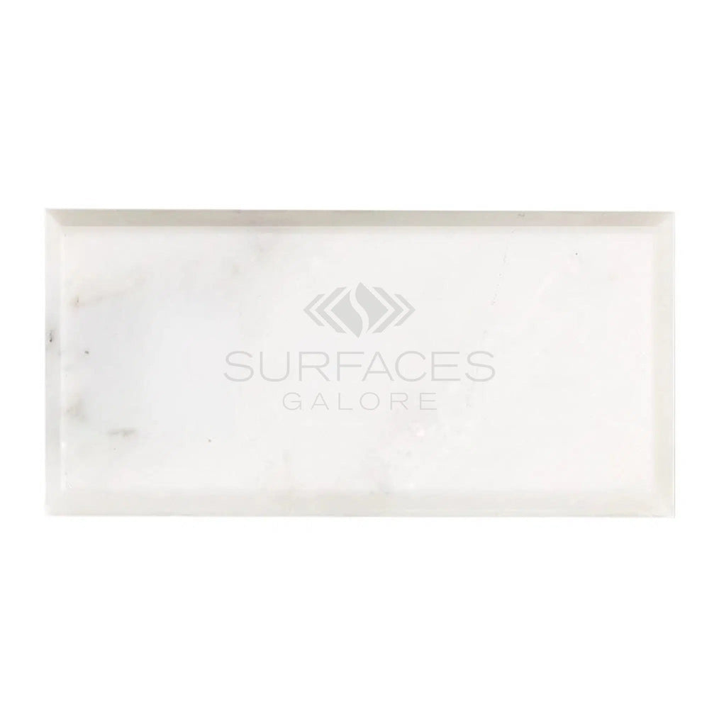 Oriental White / Asian Statuary Marble 3X6 Deep - Beveled Polished - Honed - SurfacesGalorePolished