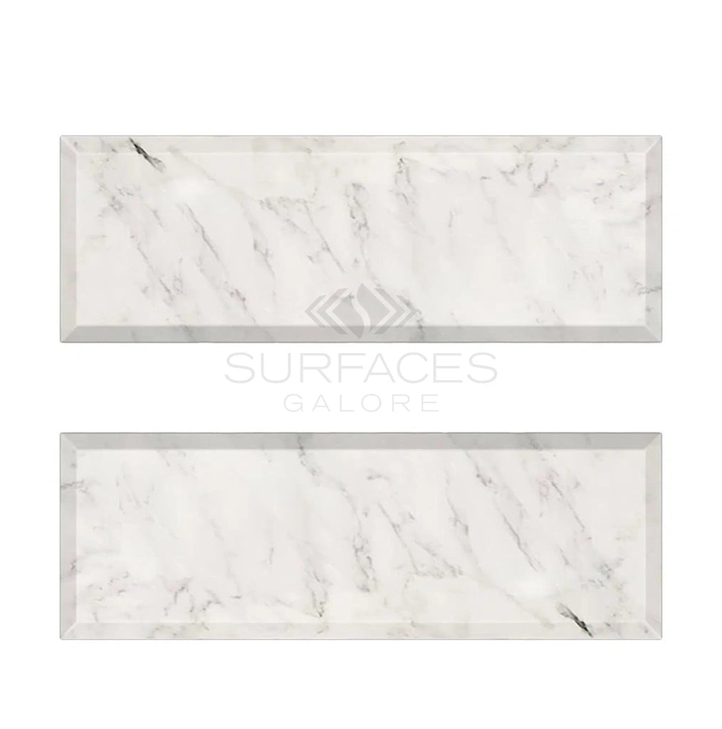 Oriental White / Asian Statuary Marble 4X12 Deep - Beveled Polished - Honed - SurfacesGalorePolished