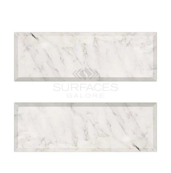 Oriental White / Asian Statuary Marble 4X12 Deep - Beveled Polished - Honed - SurfacesGalorePolished