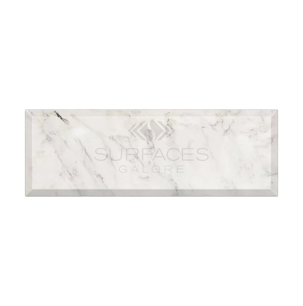 Oriental White / Asian Statuary Marble 4X12 Deep - Beveled Polished - Honed - SurfacesGalorePolished