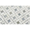 Oriental White / Asian Statuary Pinwheel Mosaic (w/Blue - Gray) Marble Mosaic Polished - Honed - SurfacesGalorePolished