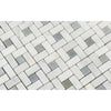 Oriental White / Asian Statuary Pinwheel Mosaic (w/Blue-Gray) Marble Mosaic Polished-Honed