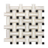 Oriental White / Asian Statuary Triple - Weave (w/Black) Marble Mosaic Polished - Honed - SurfacesGalorePolished