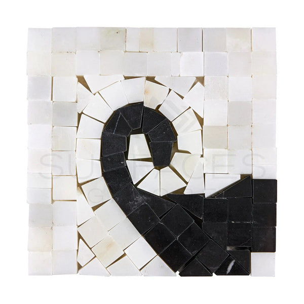 Oriental White / Asian Statuary Wave Border CORNER/Black Polished - Honed - SurfacesGalorePolished